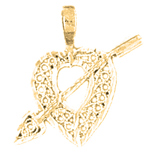 Yellow Gold-plated Silver Heart With Arrow Pendant