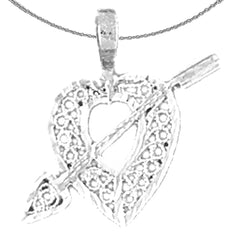 Sterling Silver Heart With Arrow Pendant (Rhodium or Yellow Gold-plated)