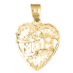 Yellow Gold-plated Silver Heart Mom Pendant