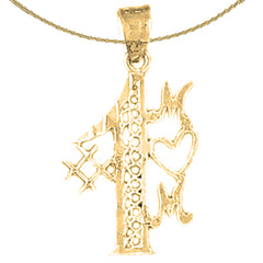 Sterling Silver #1Mom Pendant (Rhodium or Yellow Gold-plated)