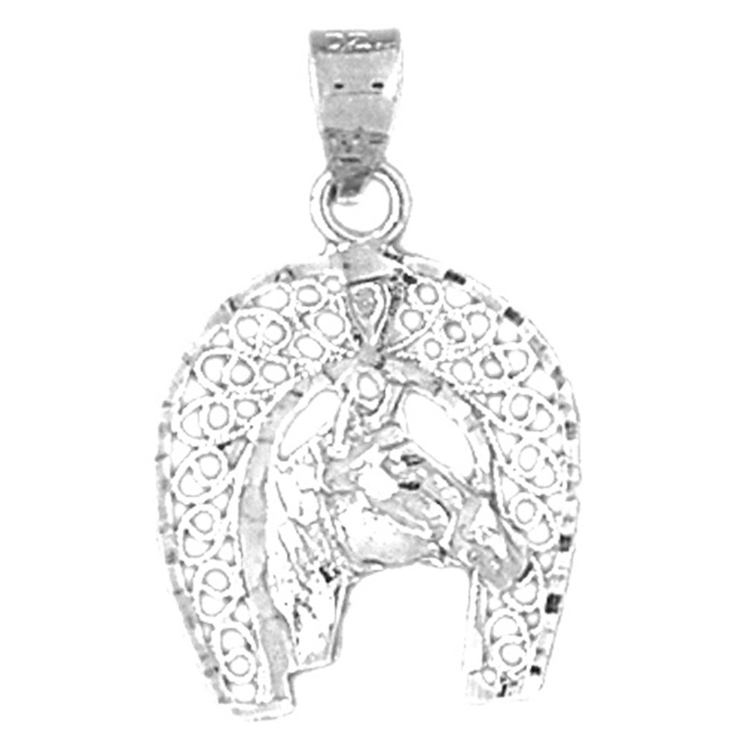 Sterling Silver Horseshoe And Horse Pendant