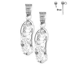 Sterling Silver 24mm Flip Flop Earrings (White or Yellow Gold Plated)