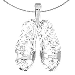 Sterling Silver Flip Flops Pendant (Rhodium or Yellow Gold-plated)