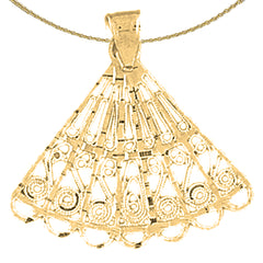 Sterling Silver Hand Fan Pendant (Rhodium or Yellow Gold-plated)