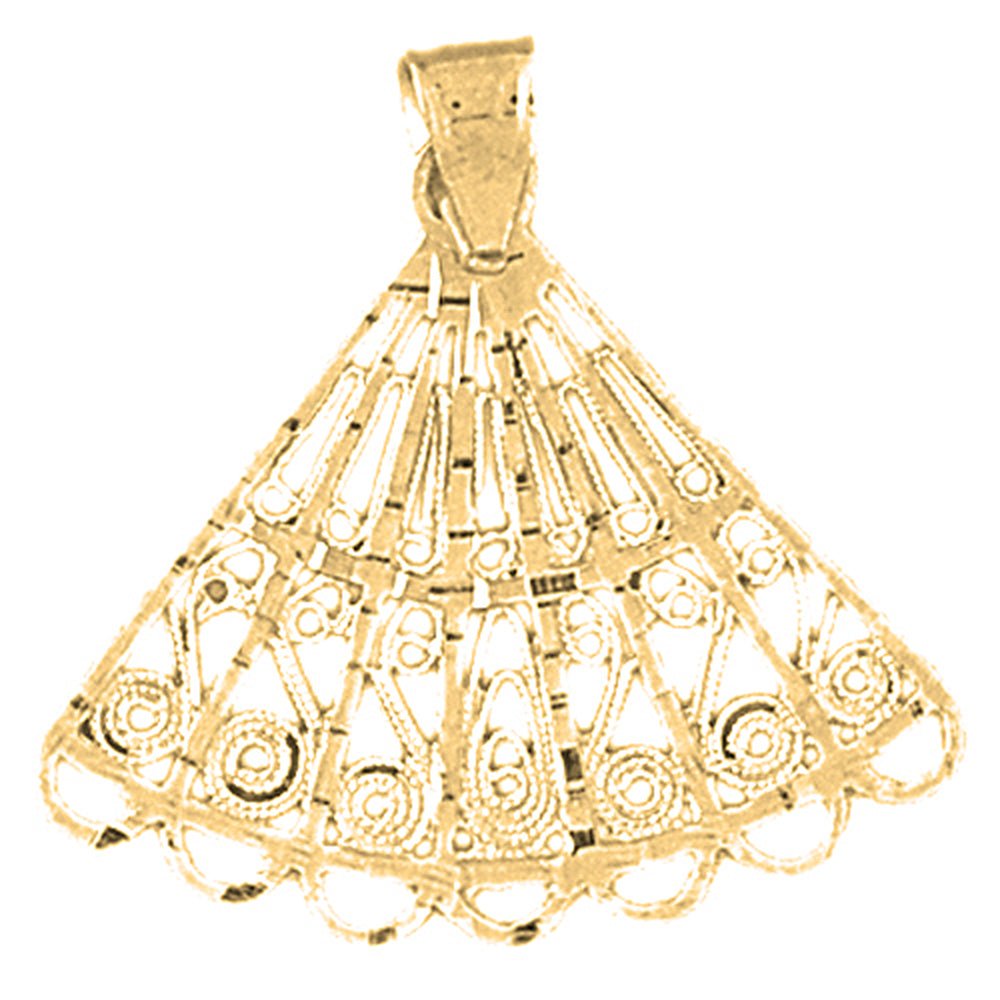 Yellow Gold-plated Silver Hand Fan Pendant