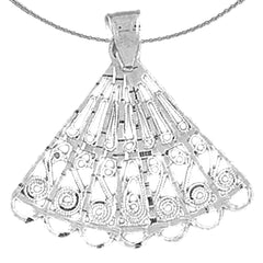 Sterling Silver Hand Fan Pendant (Rhodium or Yellow Gold-plated)