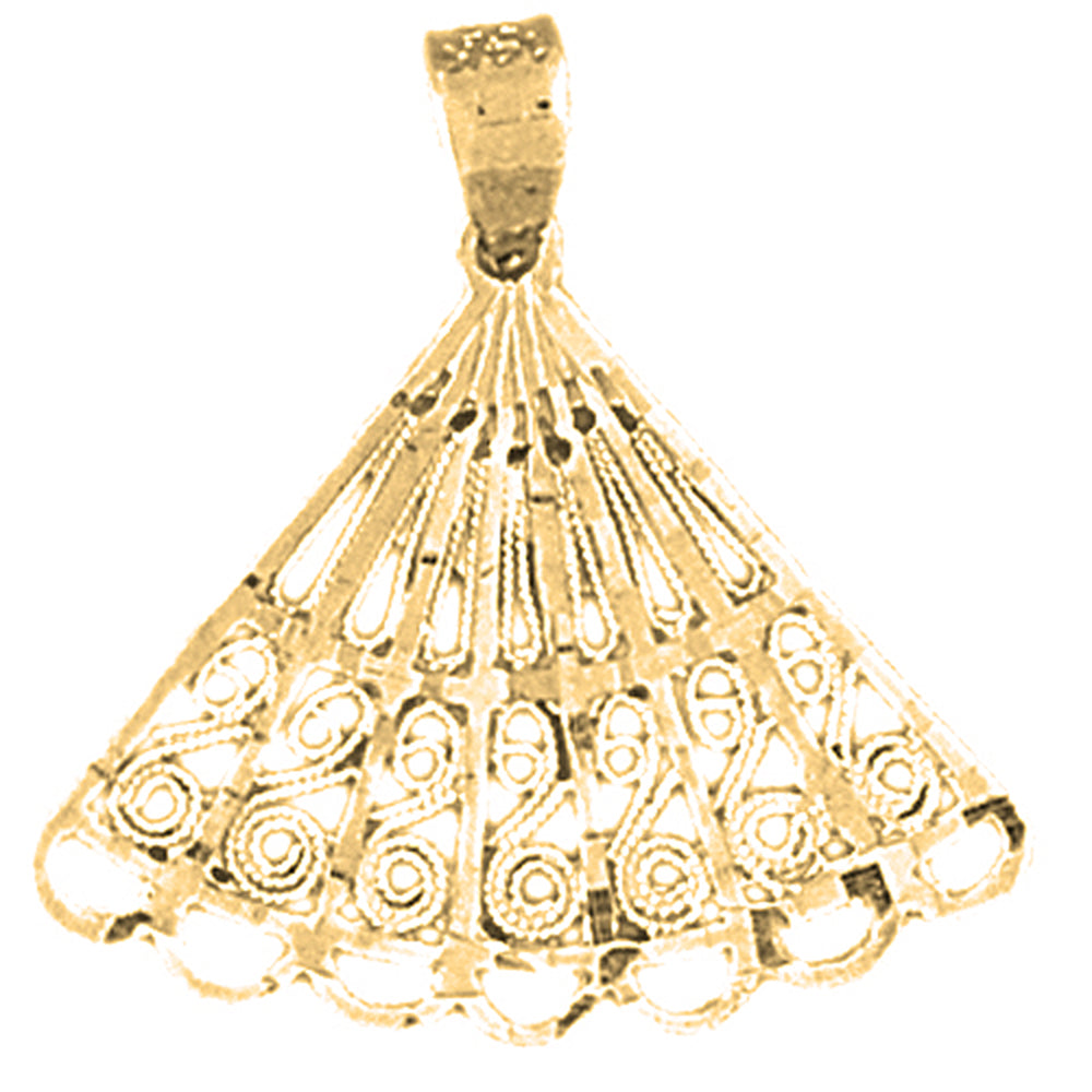 Yellow Gold-plated Silver Hand Fan Pendant