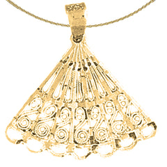 Sterling Silver Hand Fan Pendant (Rhodium or Yellow Gold-plated)