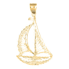 Yellow Gold-plated Silver Sail Boat Pendant