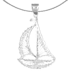 Sterling Silver Sail Boat Pendant (Rhodium or Yellow Gold-plated)