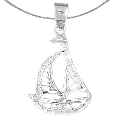 Sterling Silver Sail Boat Pendant (Rhodium or Yellow Gold-plated)