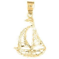 Yellow Gold-plated Silver Sail Boat Pendant