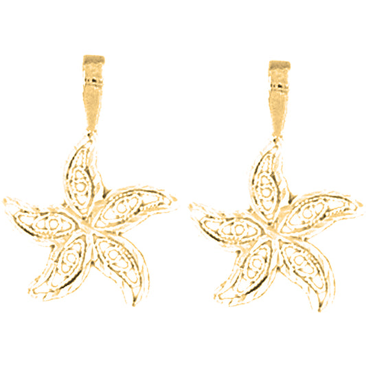 14K or 18K Gold 21mm Starfish Earrings