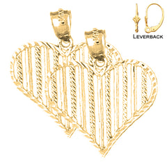 14K or 18K Gold 23mm Heart Earrings