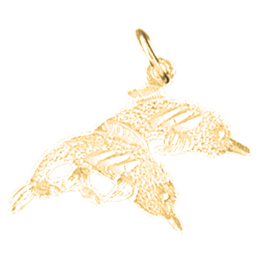 Yellow Gold-plated Silver Dolphin Pendant