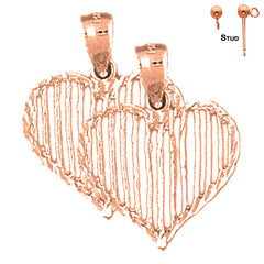 14K or 18K Gold 22mm Heart Earrings
