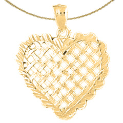 Colgante de corazón de plata de ley (bañado en rodio o oro amarillo)