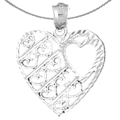 Sterling Silver Heart Pendant (Rhodium or Yellow Gold-plated)