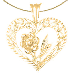 Herzanhänger aus Sterlingsilber mit Rose (rhodiniert oder gelbvergoldet)