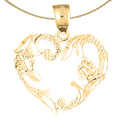 Herzanhänger aus Sterlingsilber mit Rose (rhodiniert oder gelbvergoldet)