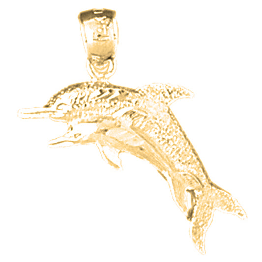 Yellow Gold-plated Silver Dolphin Pendant