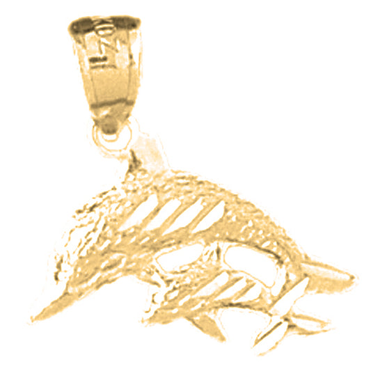 Yellow Gold-plated Silver Dolphin Pendant