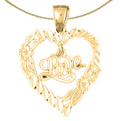 Sterling Silber Love Heart Anhänger (rhodiniert oder gelbvergoldet)