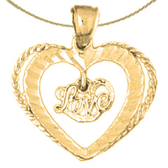 Colgante de corazón de amor en plata de ley (bañado en rodio o oro amarillo)