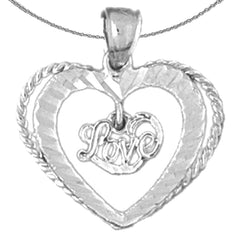 Sterling Silver Love Heart Pendant (Rhodium or Yellow Gold-plated)