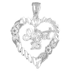 Sterling Silver Sweet 16 Heart Pendant