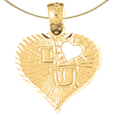 Sterling Silver I Heart U Pendant (Rhodium or Yellow Gold-plated)
