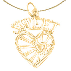 Sterling Silver Sweet Heart Pendant (Rhodium or Yellow Gold-plated)