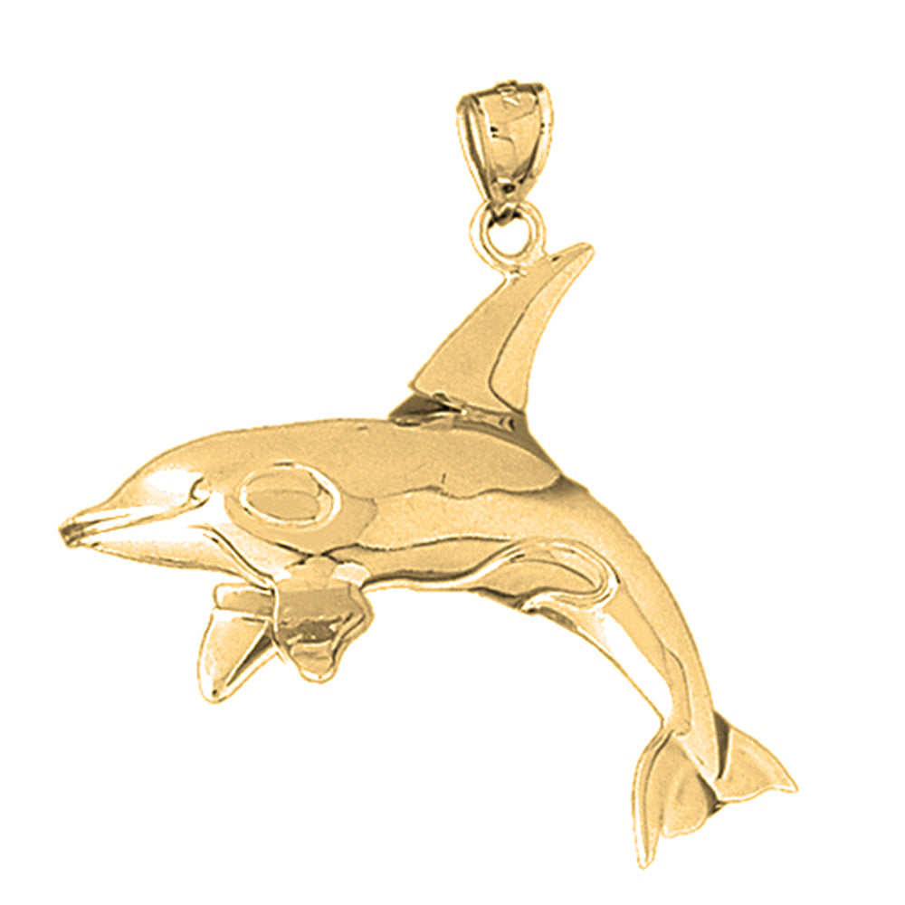 Yellow Gold-plated Silver Dolphin Pendant