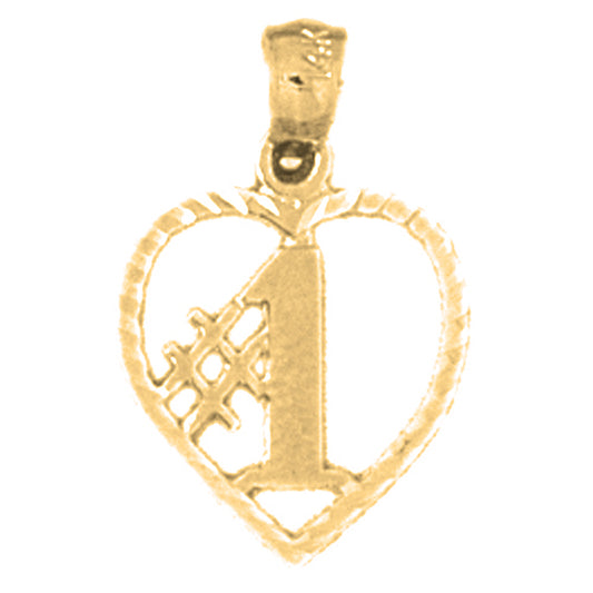 Yellow Gold-plated Silver #1 Heart Pendant
