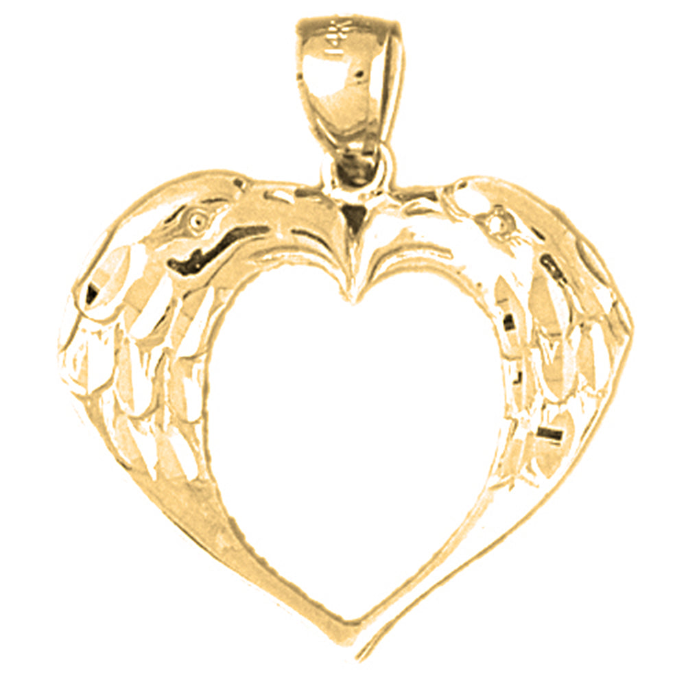 Yellow Gold-plated Silver Eagle Heart Pendant
