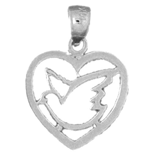 Sterling Silver Heart With Bird Pendant
