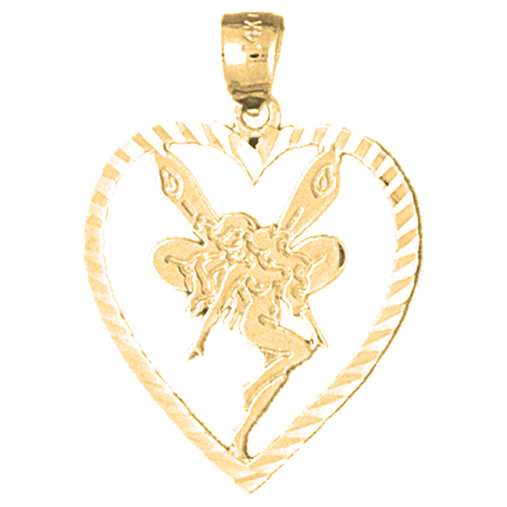 Yellow Gold-plated Silver Heart With Fairy Pendant