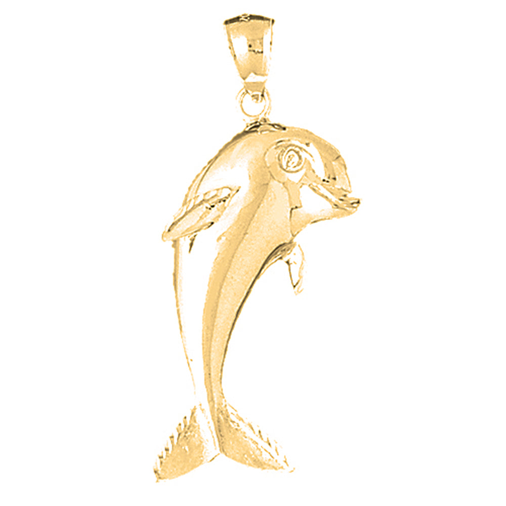 Yellow Gold-plated Silver Dolphin Pendant