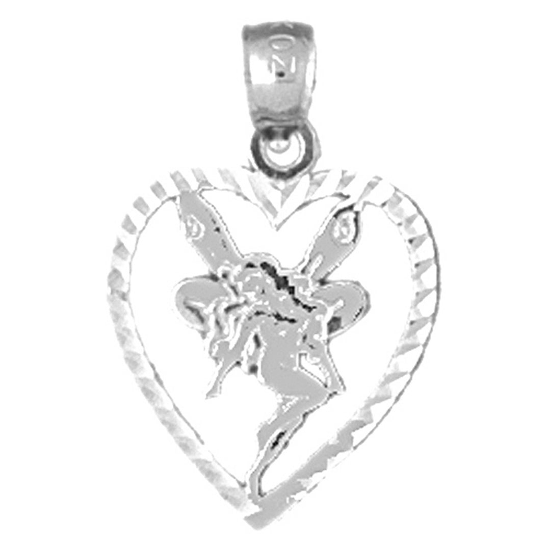Sterling Silver Heart With Fairy Pendant
