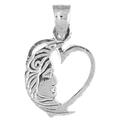 Sterling Silver Heart With Moon Pendant