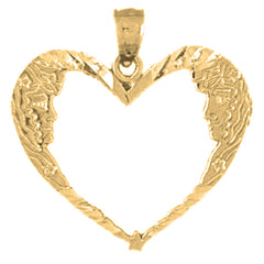 Yellow Gold-plated Silver Moon Heart Pendant