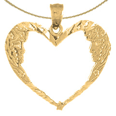 Sterling Silver Moon Heart Pendant (Rhodium or Yellow Gold-plated)