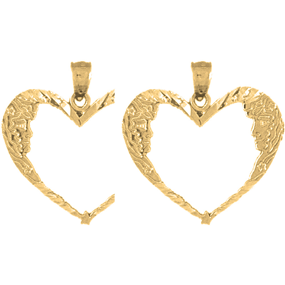 14K or 18K Gold 23mm Moon Heart Earrings