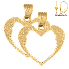 14K or 18K Gold 18mm Moon Heart Earrings