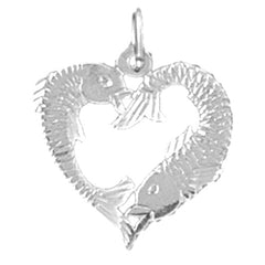 Sterling Silver Fish Heart Pendant