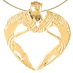Colgante de corazón de caballo de plata de ley (bañado en rodio o oro amarillo)