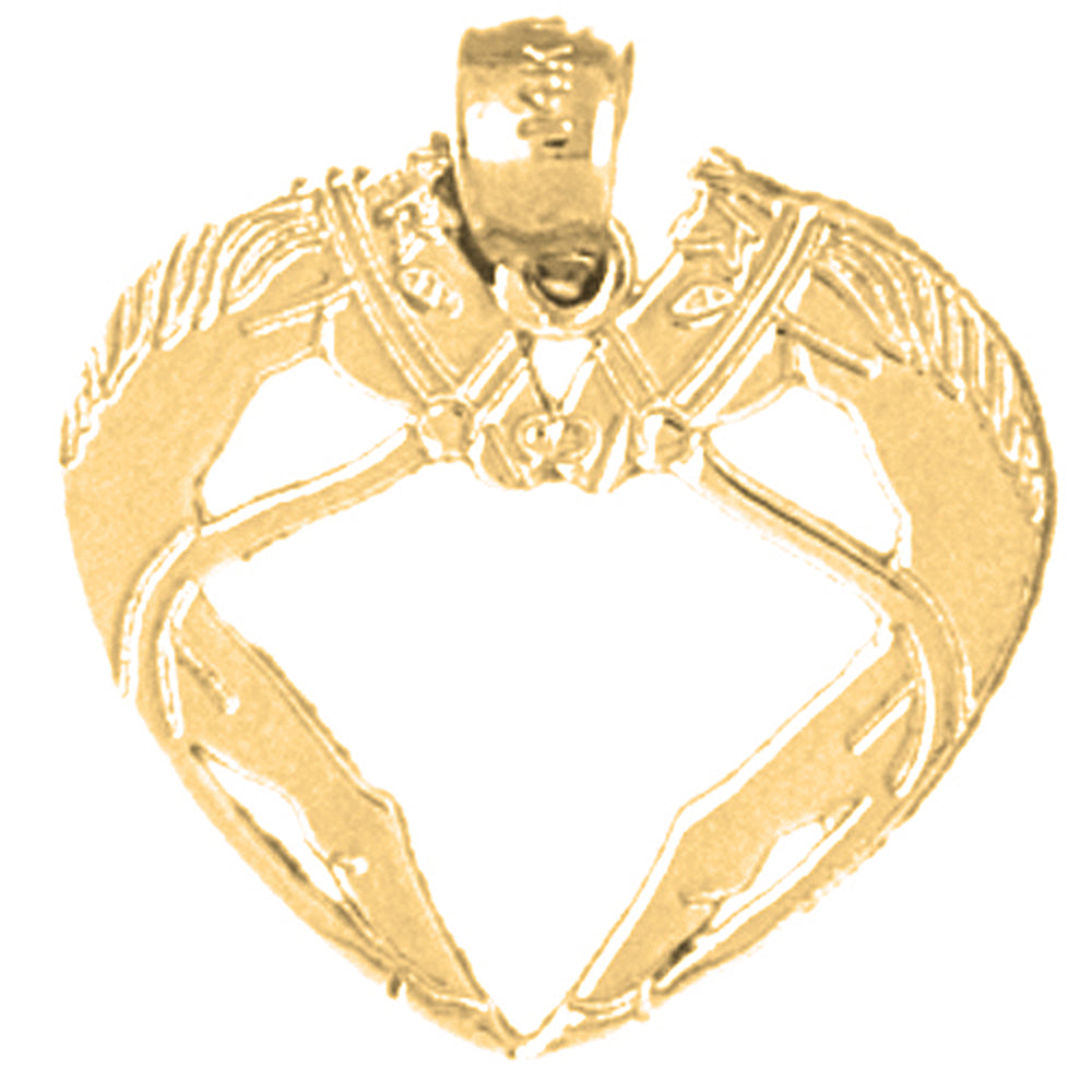 Yellow Gold-plated Silver Horse Heart Pendant