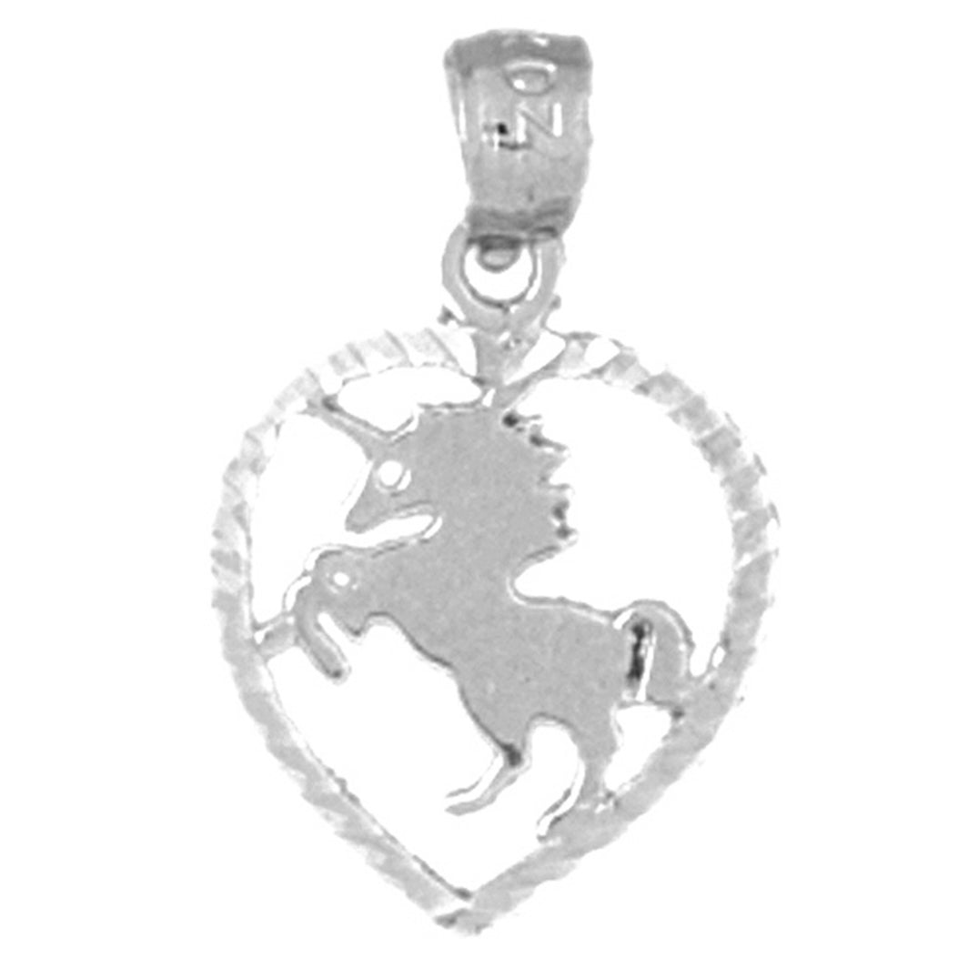 Sterling Silver Heart With Unicorn Pendant