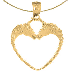 Sterling Silver Unicorn Heart Pendant (Rhodium or Yellow Gold-plated)