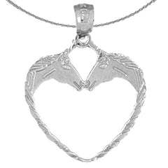 Sterling Silver Unicorn Heart Pendant (Rhodium or Yellow Gold-plated)